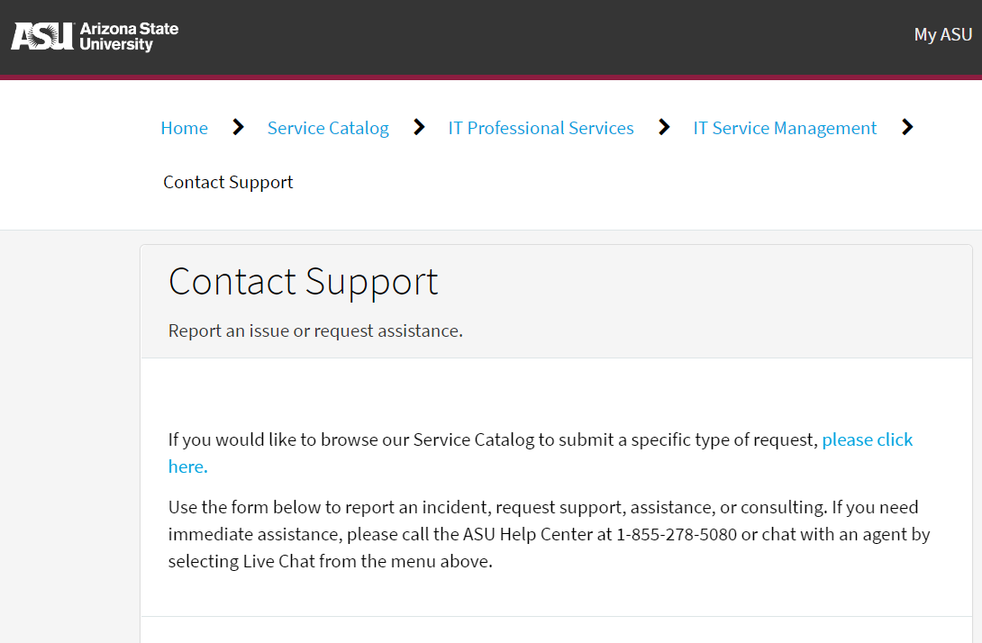 An example image of ServiceNow's landing page. 