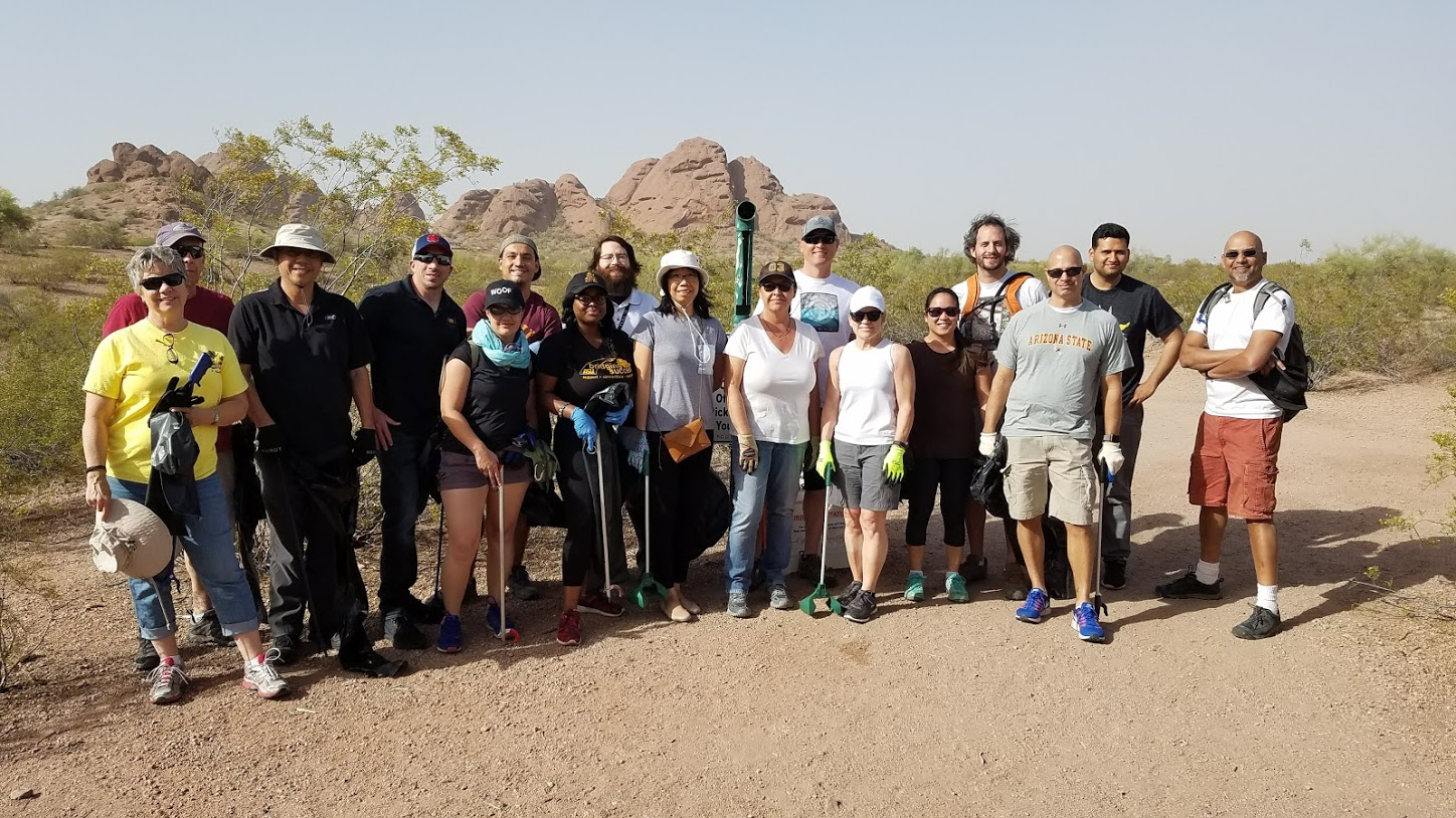 UTO team poses at Papago Park after helping clean up trails.